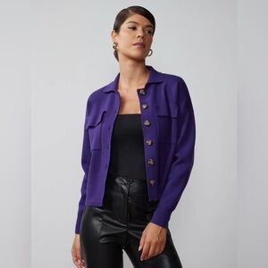 🛍️NWT New York & Company X-Large Purple Long Sleeve Front Pocket Shacket